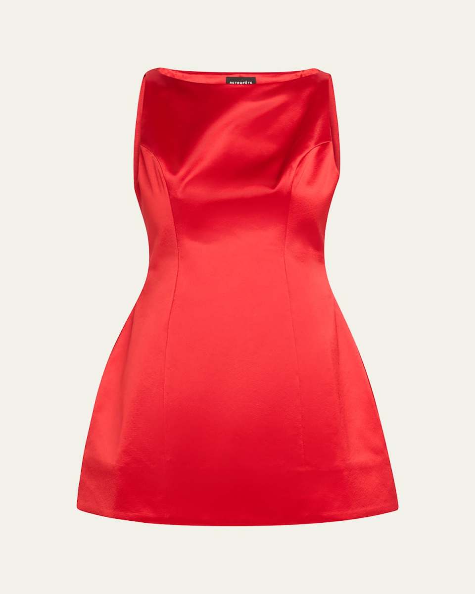 Livie High-Neck Satin Mini Dress